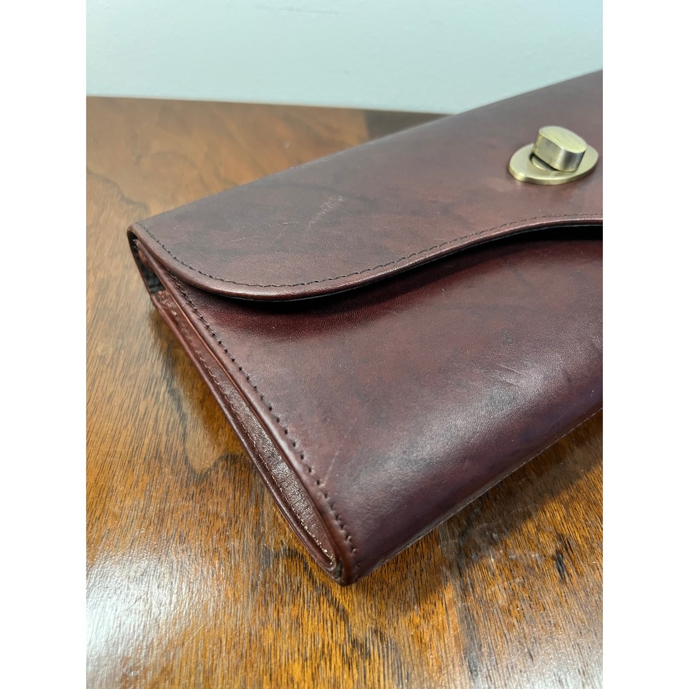 Wilson's Leather Clutch Removable Strap 90's Retro Vintage Burgundy Brown Bag - Picture 2 of 10